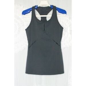 Fabletics Gray Racerback Tank Top Peek A Boo Slits Active Yoga Athleisure XS